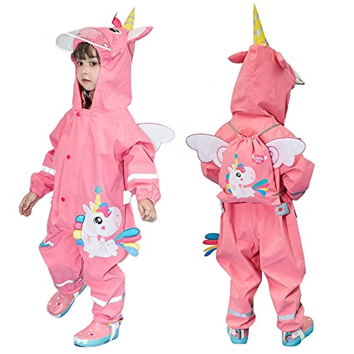 Image of Kids Poncho Raincoats Waterproof Rain Jacket Hooded Toddler Boys Girls Suit Reusable Rainwear All in One Easy to Dry