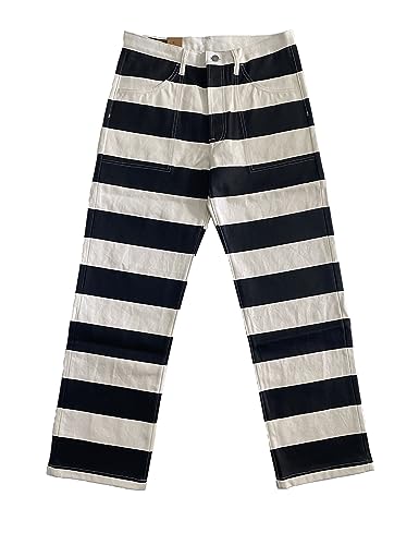 16oz Canvas Prison Stripe Biker Pants2