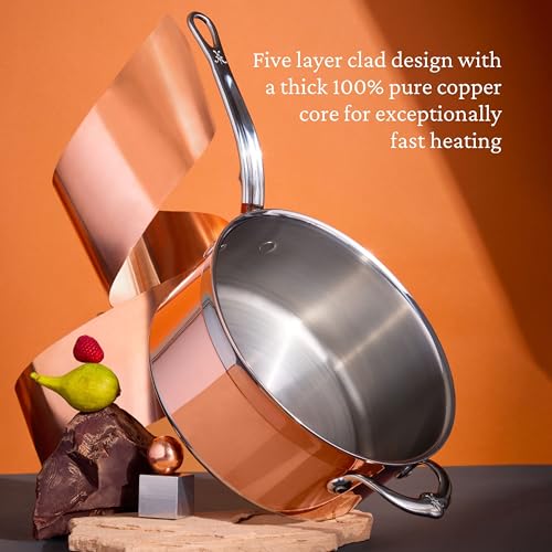 Image of Hestan - CopperBond Collection - 100% Pure Copper Sauce Pan, Induction Cooktop Compatible, 4 Quart