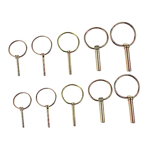 SOLUSTRE Lynch Pin Fastener Tractor Pin Trailer Hitch Lock 10pcs Set Carbon Steel Zinc Plated Corrosion Proof Easy to Use for Applications