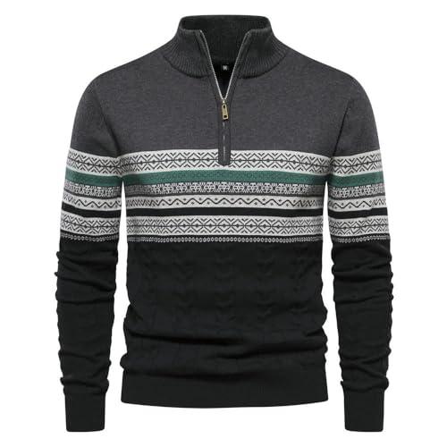 Pull en tricot polyvalent homme avec demi-fermeture éclair col ajustable