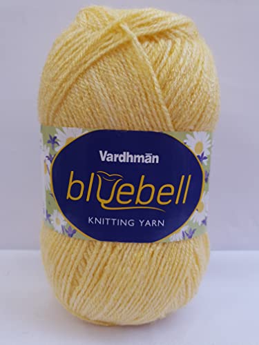 Image of Vardhman Blue Bell DK Weight Supersoft Hand Knitting & Crocheting Yarn (Pack of 1 ball - 100gram) 100% Acrylic, Multi Color Crochet Thread wool, Suitable for Craft, Babywear, Baby Blankets, Sweater, Scarf, Cap, Art & Craft - (Lemon Yellow - Bbell-004)