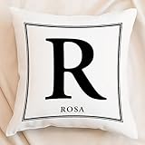 Photo Gallery federa per cuscino con lettera iniziale personalizzata con nome, 50 x 50 cm, con lettera monogramma r con cerniera, minimalista a-z 26 lettere decorative per divano, divano, camera da letto Photo Gallery federa per cuscino con lettera iniziale personalizzata con nome, 50 x 50 cm, con lettera monogramma r con cerniera, minimalista a-z 26 lettere decorative per divano, divano, camera da letto