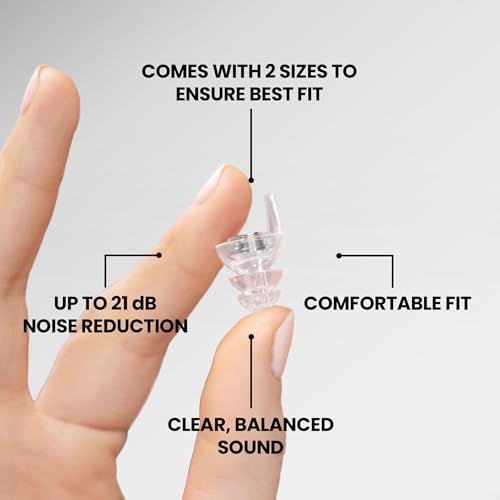Image of Eargasm Smaller Ears Transparent Clear Earplugs for Concerts, Festivals, Musicians, Night-Life, Motorcycle Hearing Protection - Reusable Ear Plugs for Small Ear Canals, Noise Reduction up to 21 dB