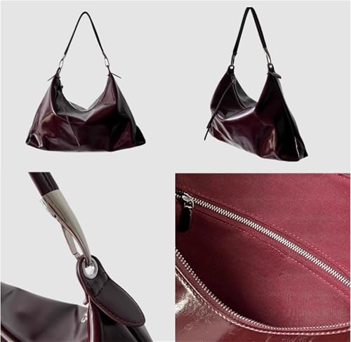 Image of Burgundy Purse Large Tote Bags for Women Hobo Bag Vegan Leather Tote Bag Aesthetics Bag