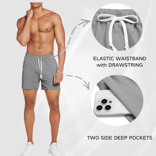Deyeek 5.5 Inch Mens Pajama Shorts Sleep Cotton Lounge PJ Lightweight Elastic Waist Drawstring Nightwear Bottom with Pockets3