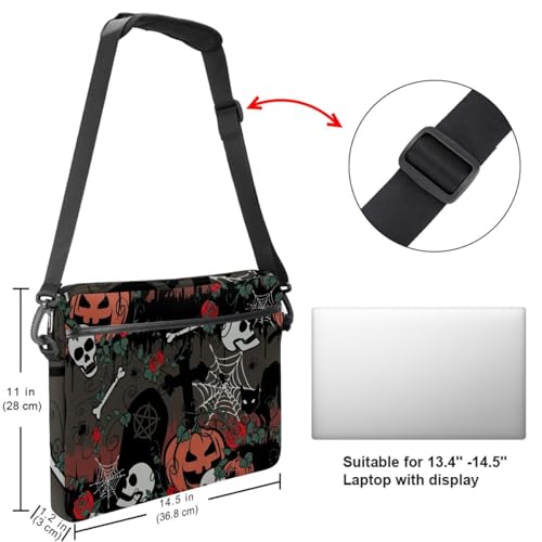 Sac ordinateur 13.3-14" anti-rayures imprimé citrouille noir fun