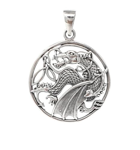Pendentif dragon celtique en argent 925 inoxydable qui ne noircit pas la peau sensible