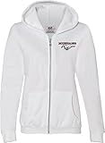 Ladies Ford Mustang Pocket Print Full Zip Hoodie, White, Small