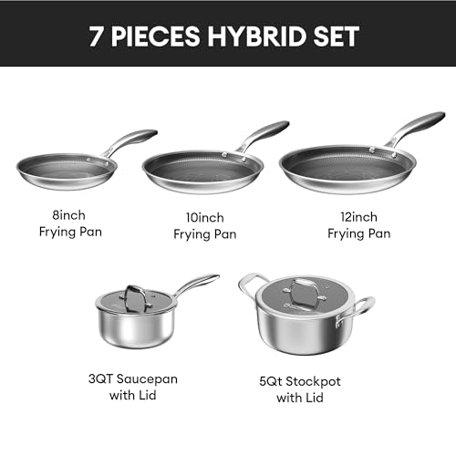 Image of COOKER KING Stainless Steel 7PCS Cookware Set, Pots and Pans Set, Non Stick, Frying Pans, Saucepans & Stock Pot with Lid, Non-Toxic, Induction, Oven, Dishwasher Safe
