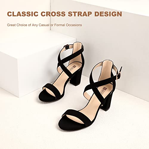 IDIFU Women's IN3 Grace Strappy Block Heels Sandals Comfy Open Toe Chunky Dress Wedding Shoes with Adjustable Cross Strap4