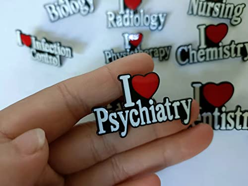 Image of White and Black Enamel Red Heart I Love Nursing I Love Chemistry English Words Brooch and Pin