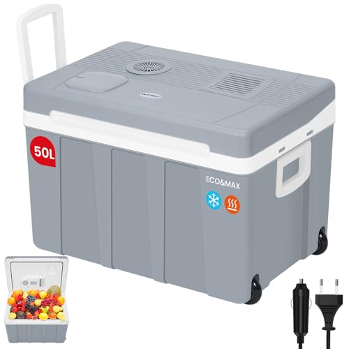 WOLTU Frigo Portatile 12V 220V, 50L Mini Frigorifero Silenzioso Elettrico, Minifrigo per Ufficio Campeggio Auto, Caldo e Freddo Grigio