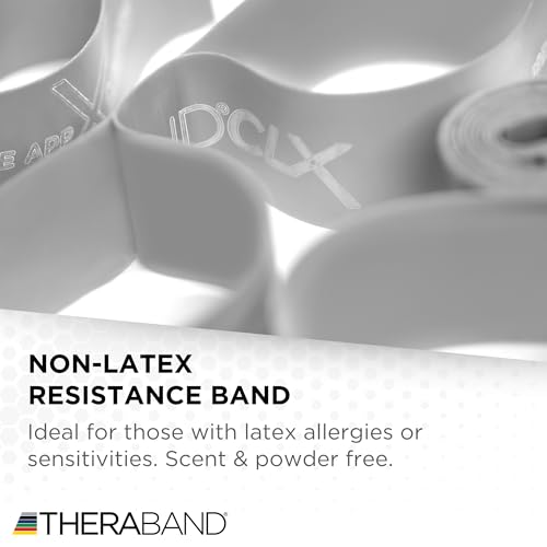 THERABAND CLX Resistance Band with Loops, 5-Foot Band, Silver, Super Heavy, Non-Latex, Elastic Band for Exercise, Mobility & Rehab, Stretching, Home Workouts, Color-Coded for Easy Resistance Levels