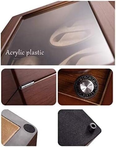 Mechanical Watch Shaker Wooden Single Automatic Winder Box, Silent Motor and Flannel Pillow, 5 Roating Mode, 2 Charge