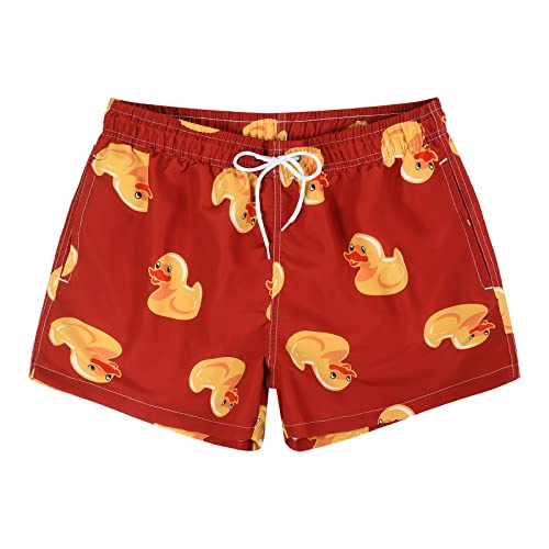 Men's Duck Swim Trunks Bathing Suits Swimming Shorts with Mesh Liner