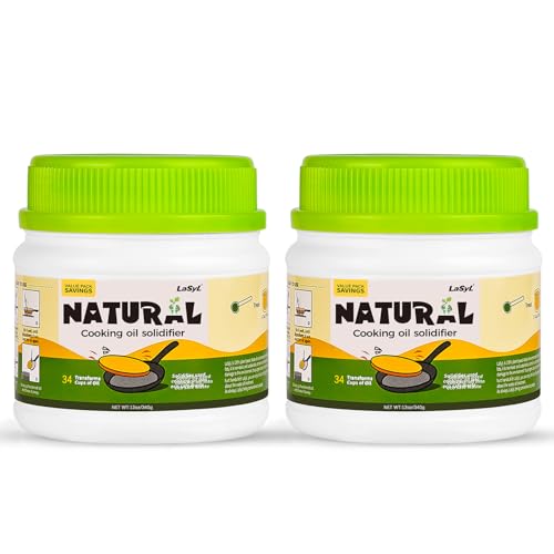 LaSyL Natural Cooking Oil Solidifier Powder, Harden Up to 2.25 Gallon of Fry Oil Away from Mess,...