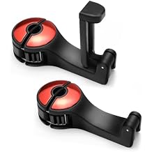 2PCS Car Headrest Hidden Hook, 2 in 1 Car Seat Hook with Phone Holder, Auto Back Seat Hanging Hook for Handbag Clothes Grocery, Universal Vehicle Purse Hooks Holder Organizer Red