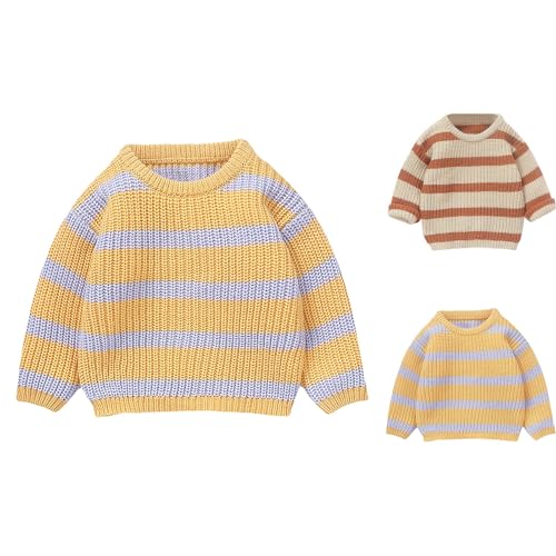 Toddler Kids Halloween Stripe Knitted Pullover Boys Girls Long Sleeve Thicken Sweater Crew Neck Sweat Knitwear