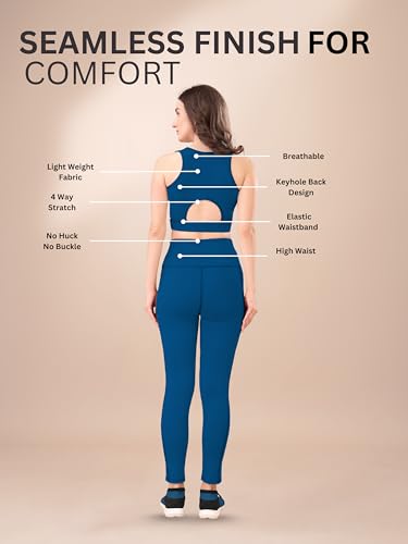 Image of High-Waist Track Suit, Co-ord Set for Women's, Gym wear 2-Piece Workout Set, Sports Bra and Bottom Set, Sports Running Suits, Yoga Wear