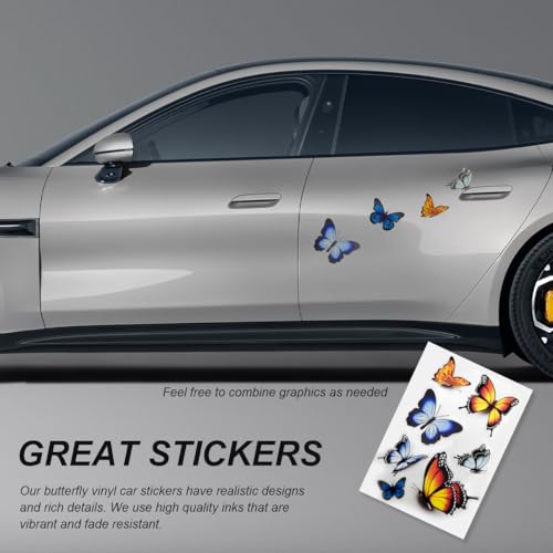 Image of Butterfly Vinyl Car Stickers, Cute 3D Creative Butterfly Cars Decals Scratch Covers, Removable Butterflies Bumper Stickers for Women Girls (Style 1)