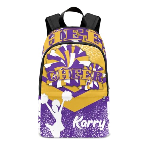 Personalised Casual Rucksack Large Capacity Casual Backpack Custom Unisex Travel Bag Purple Yellow Cheer, 11.8''(L)*5.5''(W)*17.7''(H), Option 4