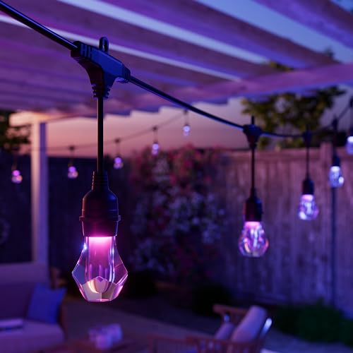 Matter Essentials, Catena Luminosa Esterno Starter Kit 15M LED RGBICW - Luci Led 16M Colori, IP65 Impermeabile, 20 Lampadine LED, WiFi Bluetooth & Matter, Adatto per Giardino Balcone Gazebo - Illuminazione - Immagine 5
