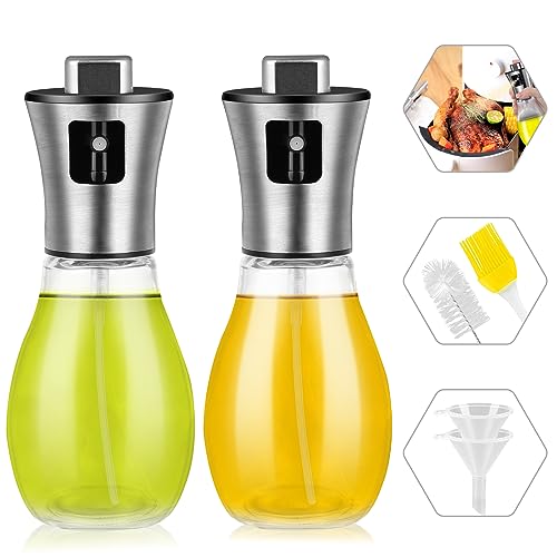 Gotanc Oljespruta för matlagning 2 stycken, 200 ml oljesprayflaska glas för varmluftsfritös, olivolja oljespray för matolja olja och vinägerspruta, professionell oljespruta för sallad, grillning,