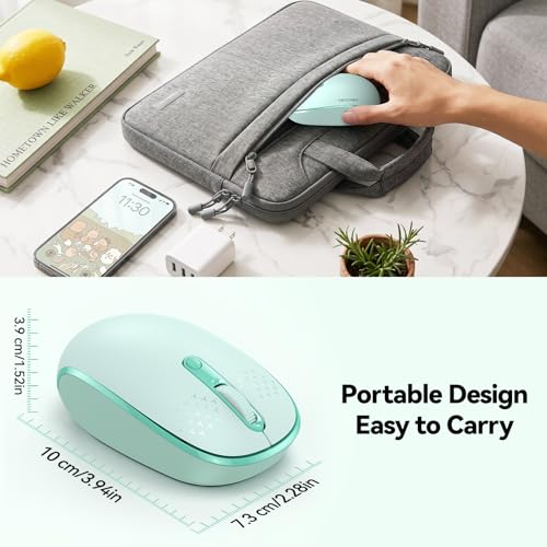Image of TECKNET Compact Ambidextrous Wireless Mouse for Laptop Mint Green | 2.4G Quiet Computer Mouse with USB Receiver, 3 Adjustable DPI Portable Cordless Mice for Chromebook, Laptop, PC, Mac