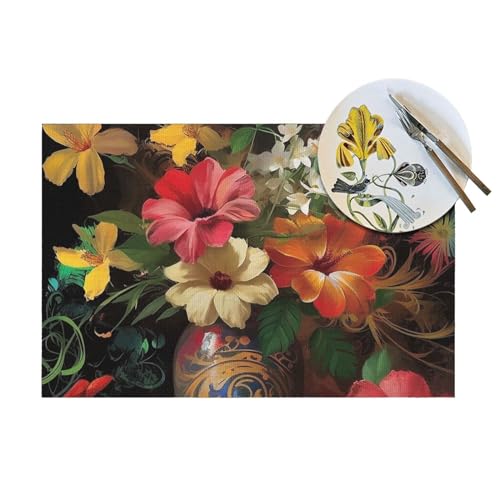 Sets de table résistants à la chaleur au tissage floral haut de gamme - 8