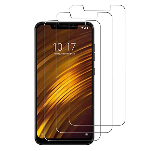 Cafwly 3 Unidades Protector de Pantalla para Xiaomi Pocophone F1,Cristal Templado para Xiaomi Pocophone F1 [Alta Definicion] [Arañazos Resistente][Fcil de Instalacin]