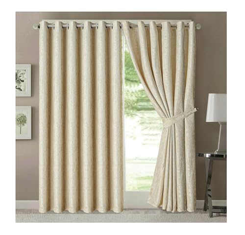 OpulentDreams Jacquard Curtains, Heavy Ring Top Window Curtains for Bedroom & Living Room, Fully Lined