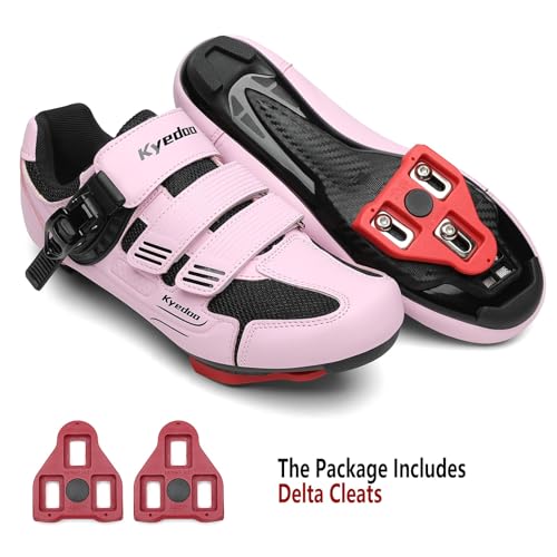 Image of Womens Cycling Shoes Compatible with Peloton Bike Clip in Ladies Indoor Cycling Road Bike Riding Biking Shoes, Pre-Installed Delta Cleats