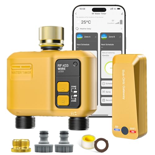 Shrivee Smart Bewässerungscomputer WLAN mit 2 Zonen Ausgängen und 5 Programme Bewässerungssystem mit Regenverzögerung/Automatische Bewässerung, Ideal für Gewächshaus & Garten