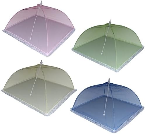 Zicome Colorful Mesh Food Cover Tents, Pop-up and Collapsible, 4 Pack, 17" x 17" x 11"