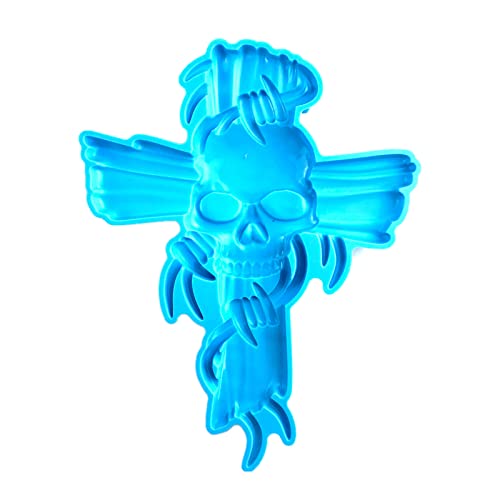 Decoración de pared molde de resina arte de pared molde de silicona para resina epoxi Crucifijo de hierro fundido cráneo molde de resina moldes decorativos artesanales