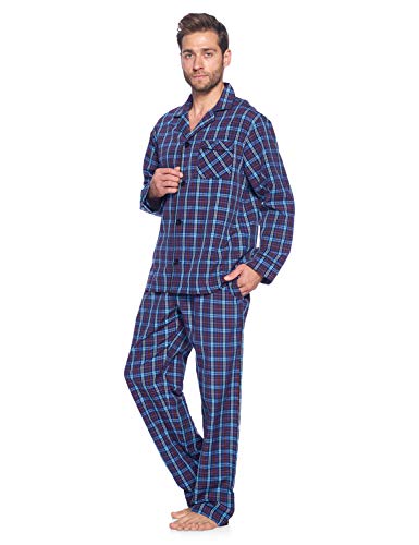 Ashford & Brooks Men’s Long Sleeve Pajamas Set | Woven Plaid Sleepwear & Loungewear Button Down PJ Set3
