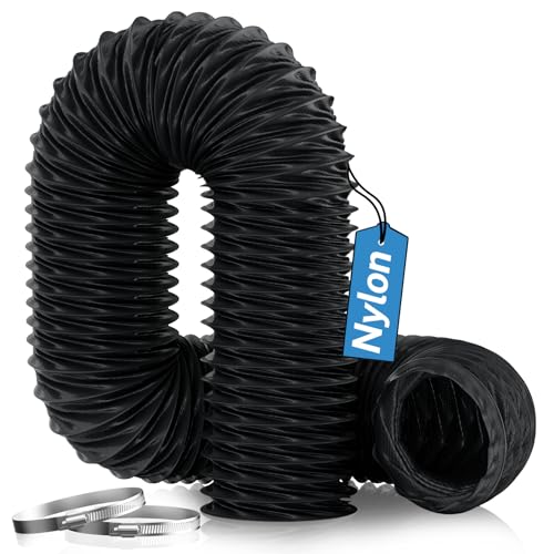 Hon&Guan ø75mm Abluftrohr 2,5m Flexschlauch mit 2 Schlauchschelle, Nylon Material Luftröhre Hitzebeständig Verschleißfest für Standheizung, Abluftventilator, Belüftungssystem, Schwarz
