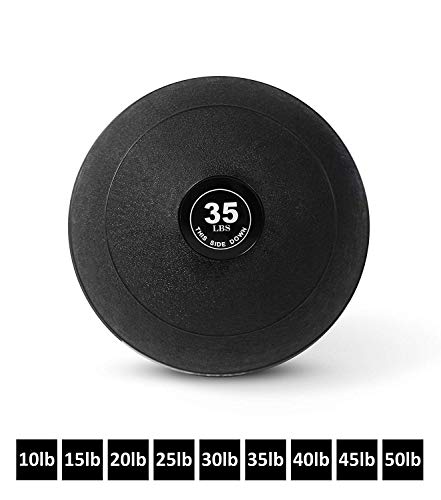 Day 1 Fitness Weighted Slam Ball 35 lbs - No Bounce Medicine Ball - Gym Equipment Accessories for High Intensity Exercise, Functional Strength Training, Cardio, CrossFit, Black (D1SB35)