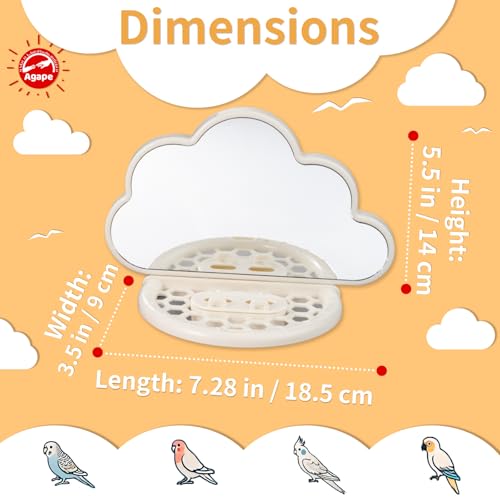 Image of Agape Parakeet Mirror with Perch & Slow Feeder, Bird Cage Accessories for Small Parrots to Expend Energy, Bird Toys for Boredom&Anxiety, Interactive Toy for Cockatiel, Lovebird, Conure, Finch, Budgies