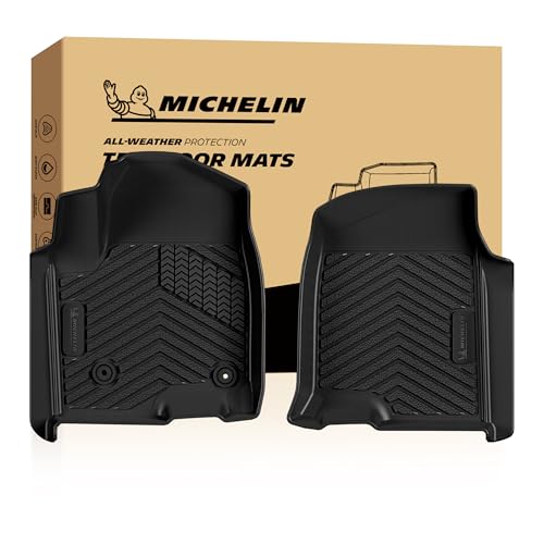 Image of Michelin Vehicle Mats for 2019-2026 Chevy Silverado /GMC Sierra 1500 | 2020-2026 2500 /3500, Crew Cab Bucket Seat W /Under Seat Storage, All-Weather TPE Custom Fit Liner, Premier A 1st Row
