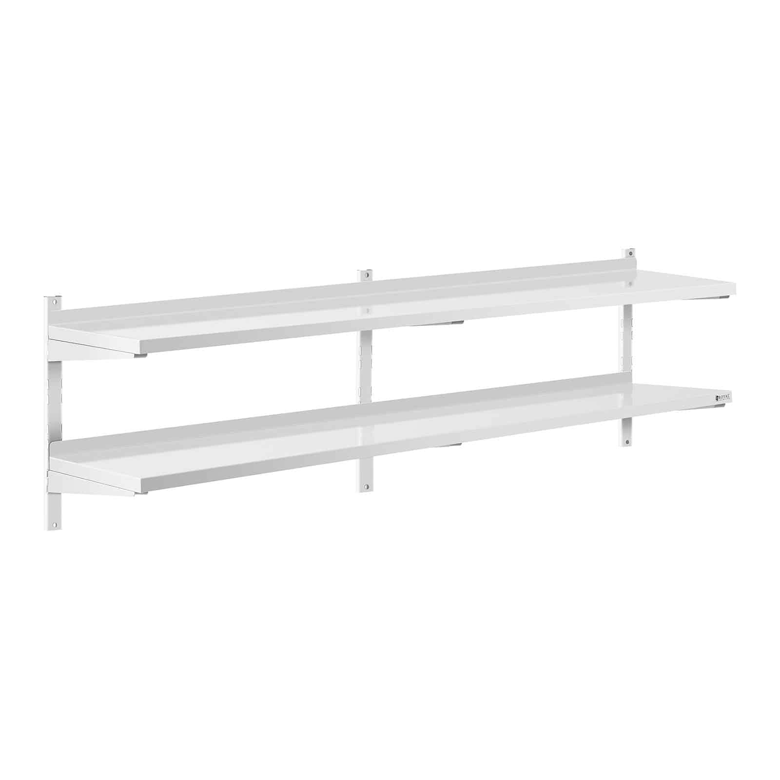 Royal Catering Étagère Murale Cuisine Tablette Flottante INOX 200 cm RCWR-2000.4 (200 x 40 cm, Pose Murale, Épaisseur 3,5 cm, Capacité 40 kg)