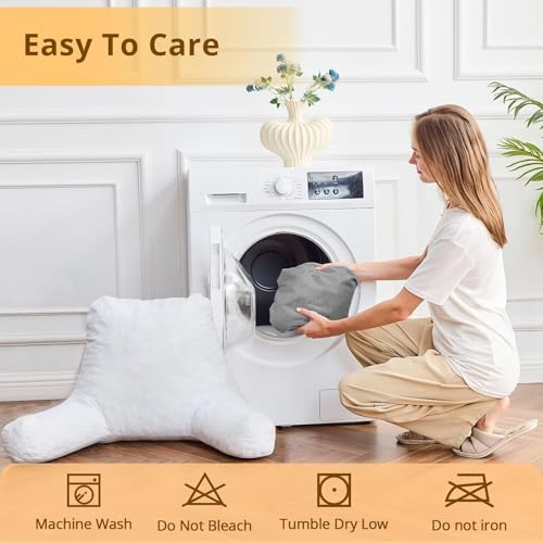 Sasttie Reading Pillows for Sitting in Bed Adult, Velvet Back Pillow Bed Sitting Up, Back-Rest Support Cushion for Sit Up on Couch, Sofa, and Floor, Dorm Essentials, Oeko-Tex Certified, Dark Grey - Image 8