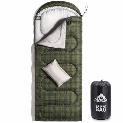 MEREZA 0 Degree Winter Sleeping Bag for Adults Kids with Pillow, Cold Weather Sleeping Bag for...