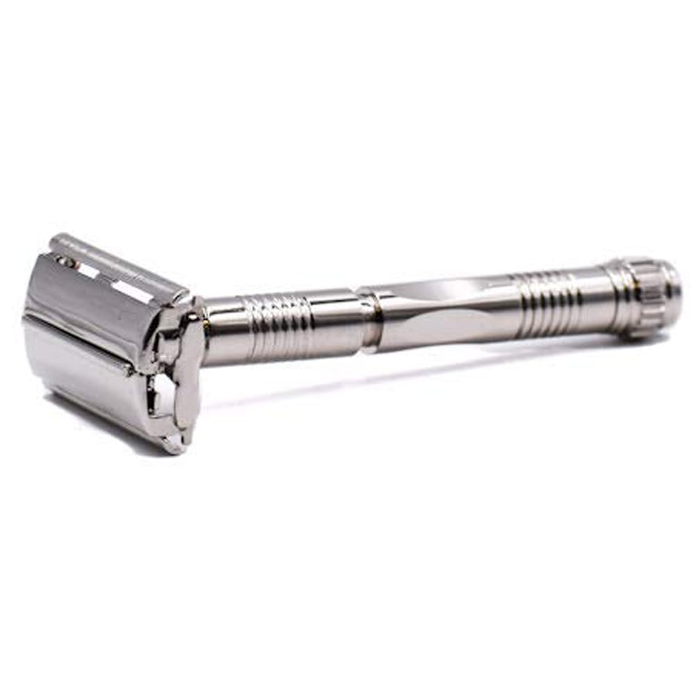 Parker Safety Razor, 90R Long Handle Men’s Butterfly Open Safety Razors with 5 Parker Premium Platinum Double Edge Razor Blades – Men’s Safety Razors delivers a Barber Shop Shave Experience at Home.
