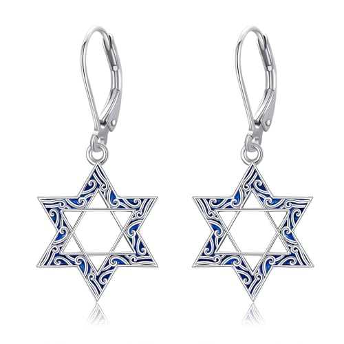 Boucles d'oreilles étoile de David en argent sterling 925 pour homme et femme