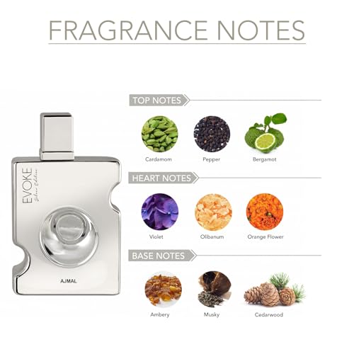 AJMAL Evoke Silver Edition Him EDP Woody Perfume for Men - Made in Dubai (90ml) - Image 2