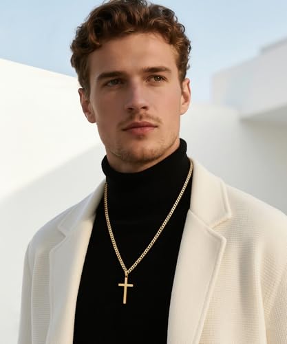 Eterjew 18k Gold Small Cross Necklace for Men Women 16 Inch — view 2