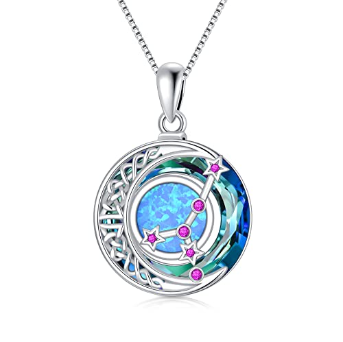 TOUPOP Christmas Gifts Zodiac Necklace for Women Cancer Zodiac Necklace Ruby Crystal Constellation Pendant Astrology Jewelry Birthday Gifts for Women and Girls July Birthday Gift