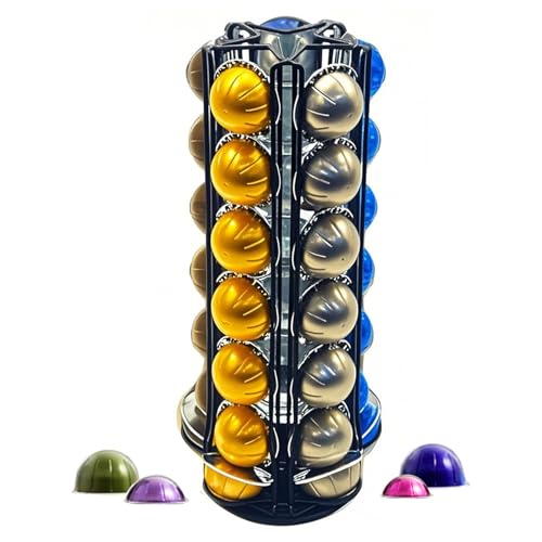 Wrobic Coffee Capsules Holder for 35 Nespresso Vertuo Pods, Coffee Pod Holder for Nespresso Vertuoline Pods, Rotating Design, Coffe Storage Rack for 35 Pcs Pods，Black